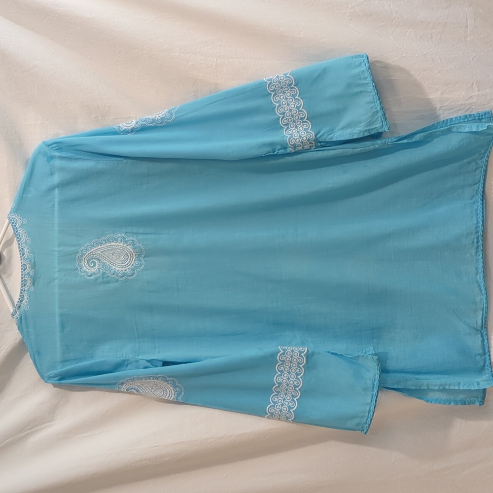 Mud Pie Blue and White Tunic Top Small - Picture 9 of 15